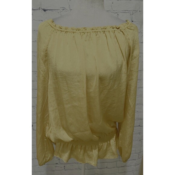 Michael Michael Kors Yellow Blouse Long Sleeve Top Off Shoulder Plus-size 1X - Picture 1 of 5